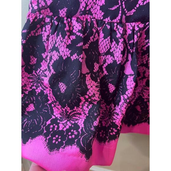 Milly Minis Girls Sleeveless Pink Black Lace Dress Crew Neck Peplum Size 14 - Picture 7 of 11